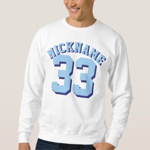 White  Blue Adults  Sports Jersey Design Sweatshirt