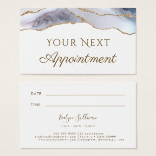 White Blue Agate Appointment Card