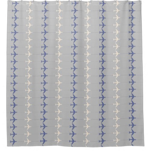 white blue airplanes pattern for pilots _ plane shower curtain