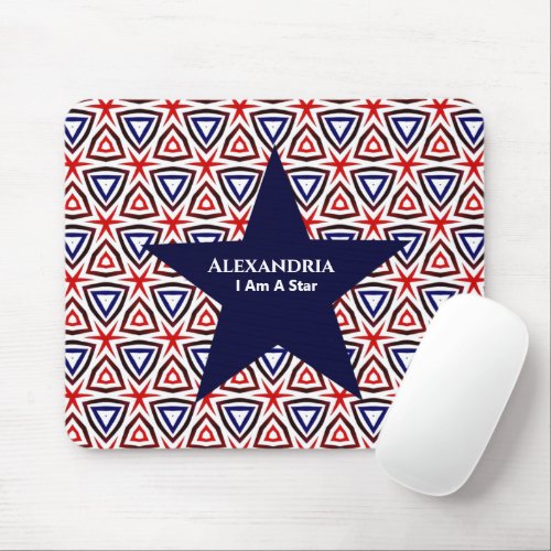 White Blue American Patriotic Modern Pattern Mouse Pad