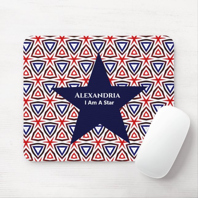 White Blue American Patriotic Modern Pattern Mouse Pad (With Mouse)
