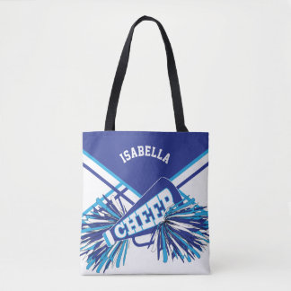White, Blue and Baby Blue Cheerleader Design Tote Bag