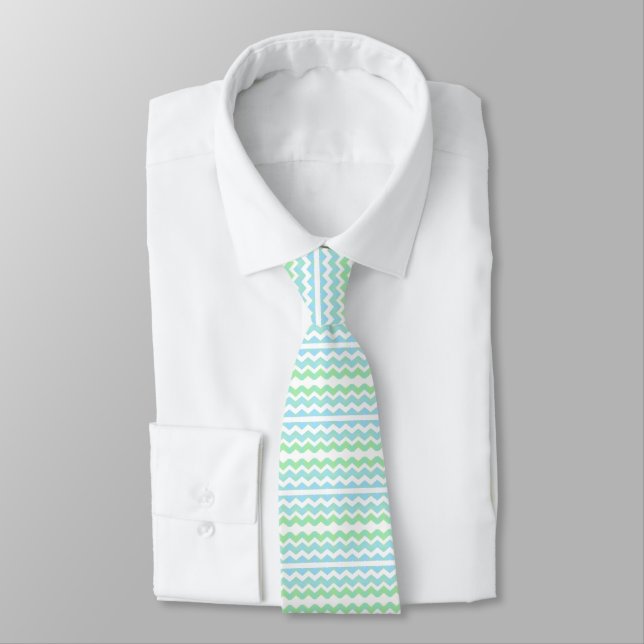 White Blue and Green Neck Tie (Tied)