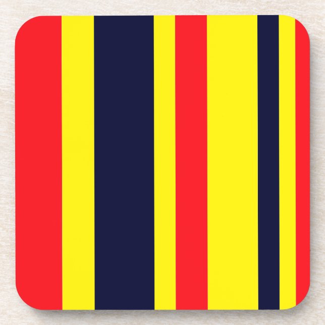 White, Blue And Red Stripes Beverage Coaster (Front)