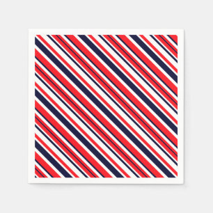 White, Blue And Red Stripes Napkins