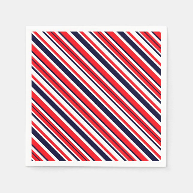 White, Blue And Red Stripes Napkins (Front)