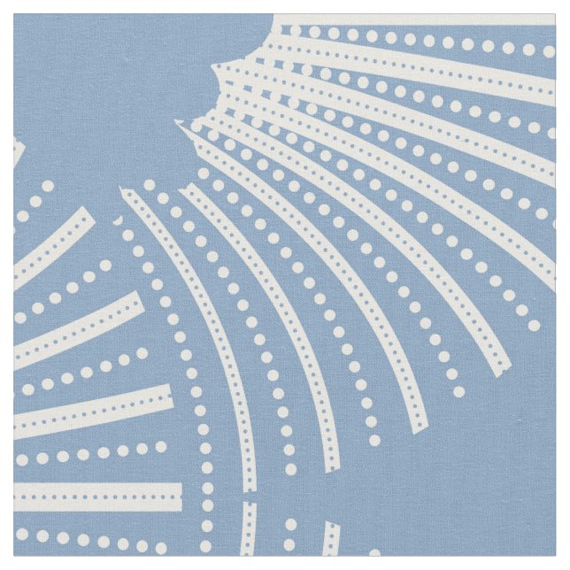White & Blue Art-Deco Pattern Fabric (Close Up)