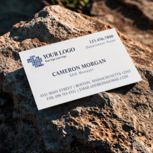 White Blue Basic Professional Add Logo Business Card