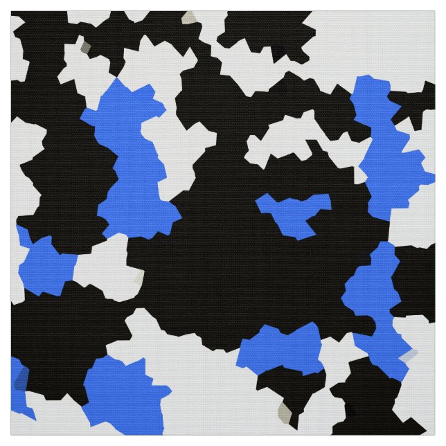 White Blue Black Abstract Pattern Fabric (Swatch)