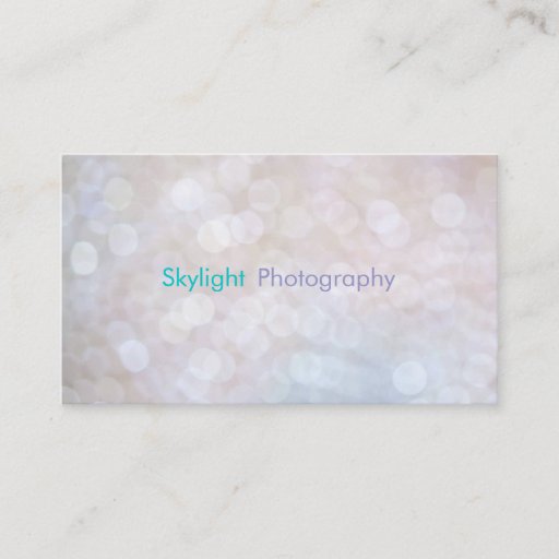 Customizable White &amp; Blue Bokeh Photography Business Cards