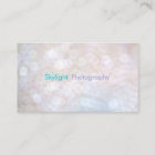 White & Blue Bokeh Photography Business Cards