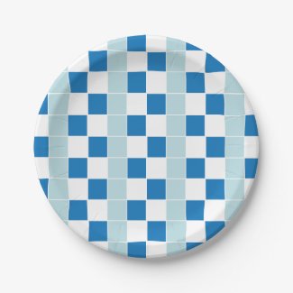 White Blue Checked 