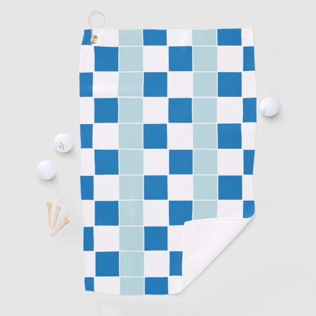 White Blue Checkered  Golf Towel (InSitu)