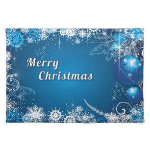 White blue christmas decoration cloth placemat