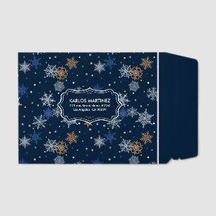 White Blue Christmas Snowflakes Pattern Envelope Mailers