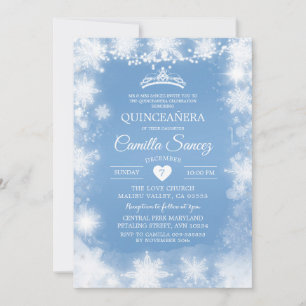White & Blue Christmas Sweet 16th Birthday Invite7 Invitation