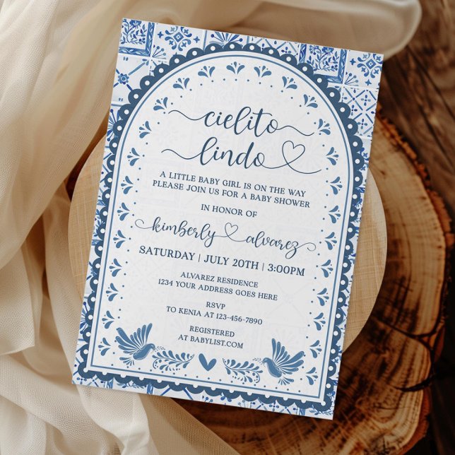 White & Blue Cielito Lindo Baby Shower Invitation  (Creator Uploaded)