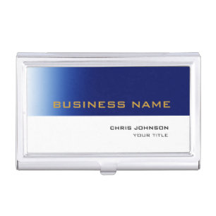 White Blue Contemporary Professional Business Card Case