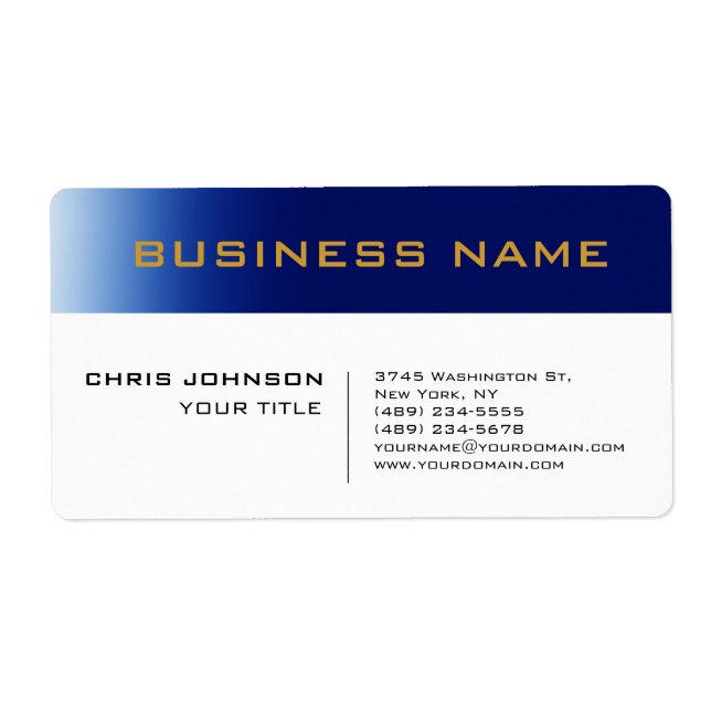 White Blue Contemporary Professional Label (Front)