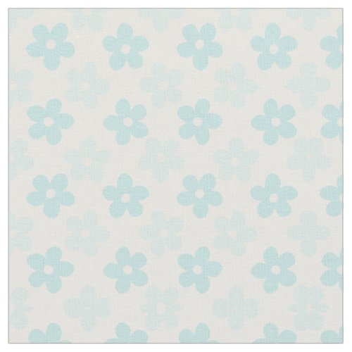 White Blue Daisy Flowers Retro Pattern Fabric