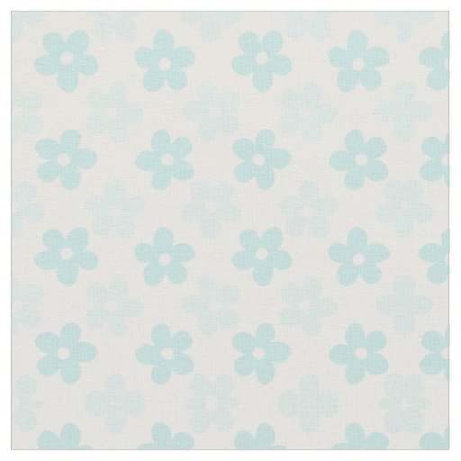 White Blue Daisy Flowers Retro Pattern Fabric