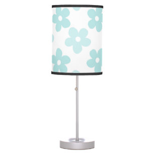 White Blue Daisy Flowers Retro Pattern Table Lamp