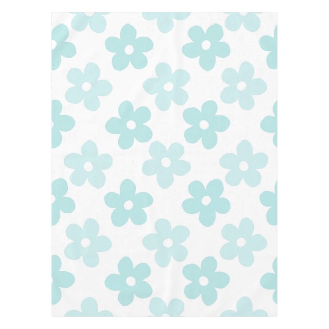 White Blue Daisy Flowers Retro Pattern Tablecloth (Front)