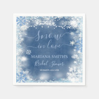 White Blue Dusty Snowflake Bridal Shower Paper