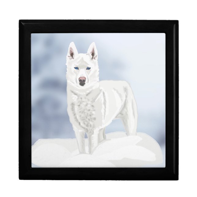 White Blue Eyed Husky Gift Box (Front)
