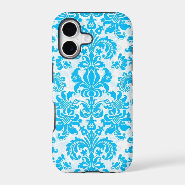 White & Blue Floral Damasks Pattern Iphone Case (Back)