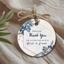 White Blue Floral Frame Thank You Wedding