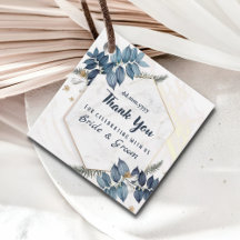 White Blue Floral Frame Thank You Wedding