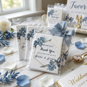 White Blue Floral Frame Thank You Wedding Favors M Magnet