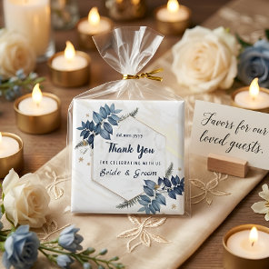 White Blue Floral Frame Thank You Wedding Favors Magnet