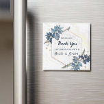 White Blue Floral Frame Thank You Wedding Favors Magnet<br><div class="desc">White Blue Floral Frame Thank You Wedding Favors
Personalized Wedding Favors Magnet For Guests as a Thank You for coming at wedding party
this design is easily customized and personalized by adding or changing the text</div>
