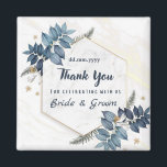 White Blue Floral Frame Thank You Wedding Favors Magnet<br><div class="desc">White Blue Floral Frame Thank You Wedding Favors
Personalized Wedding Favors Magnet For Guests as a Thank You for coming at wedding party
this design is easily customized and personalized by adding or changing the text</div>