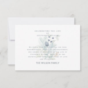 White & Blue Floral Funeral Bereavement Thank You Card