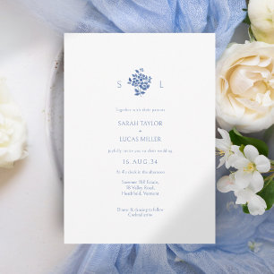 White + Blue Floral Monogrammed Floral Wedding