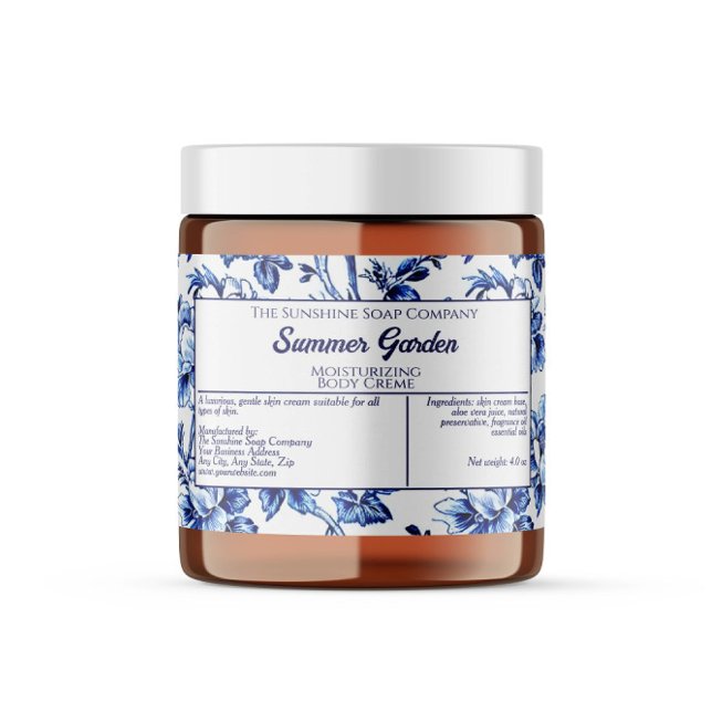 White Blue Floral Soap Cosmetics Label (Creator Uploaded)