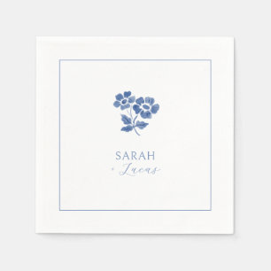 White Blue Floral Wedding Napkins
