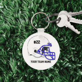 White-Blue Football Helmet•Custom Keychain
