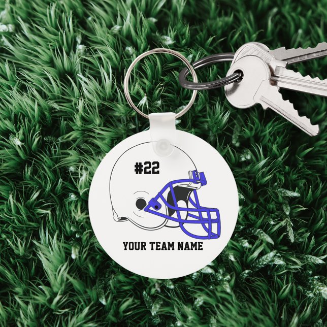White-Blue Football Helmet•Custom Keychain (Creator Uploaded)
