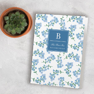 White Blue Forget Me Not Pattern Pocket Folder