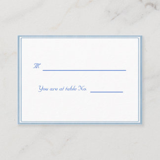 White Blue Framed Place/Seat Holder Cards