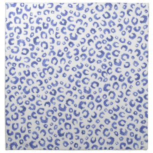 White Blue Glitter Leopard Animal Print Cloth Napkin