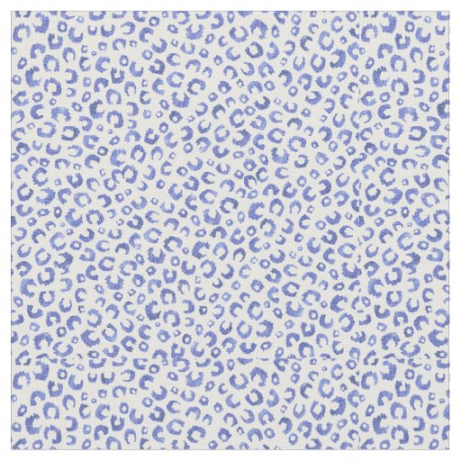 White Blue Glitter Leopard Animal Print Fabric