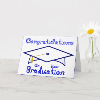 White & Blue Graduation Cap Printable Party Hat Card