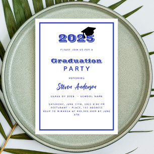 White blue graduation party 2026 invitation