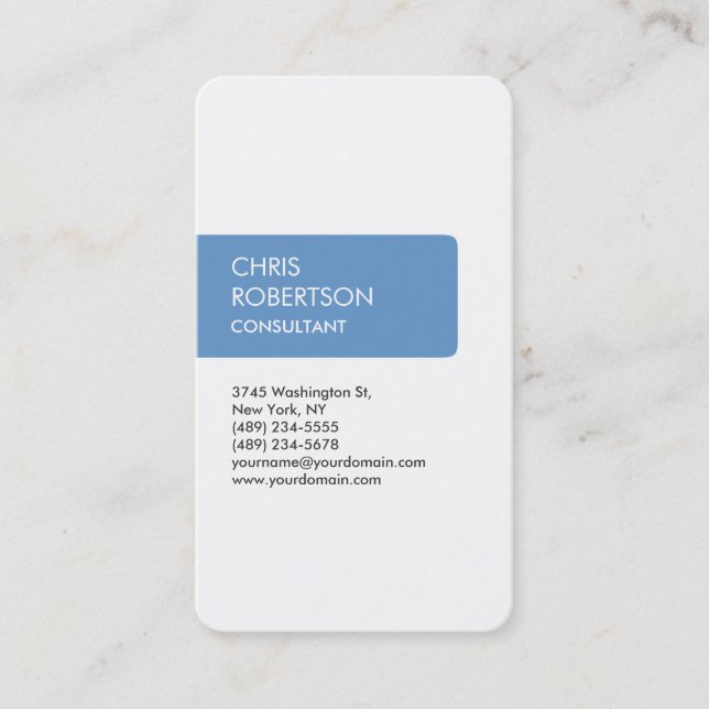 White Blue-Gray Attractive Charming Business Card (Front)