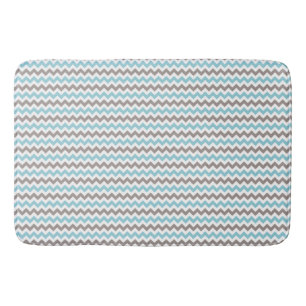 White, Blue, Gray Chevron Large Bath Mat
